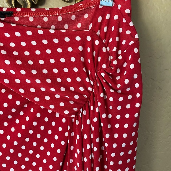 BCBGMaxAzaria red polka dot skirt - Picture 5 of 7